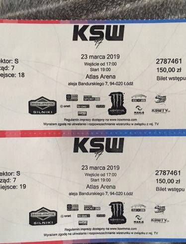 Bilety KSW47 Łódź 23.03.2019