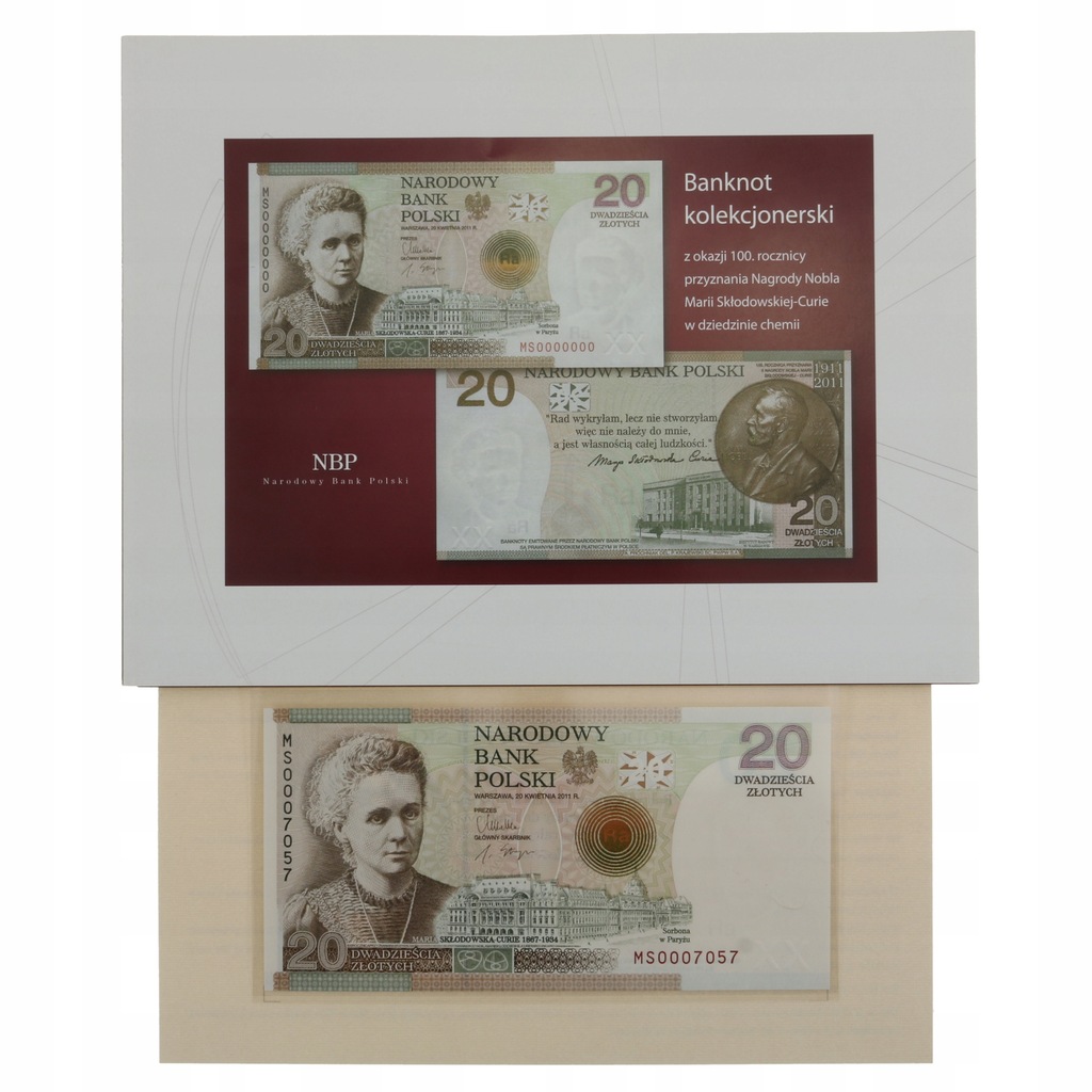 Banknot 20 złotych 2011 Maria Skłodowska-Curie