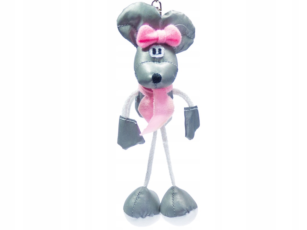 Brelok odblaskowy maskotka dla dziecka Myszka różowa do plecaka