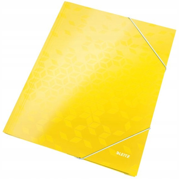 Teczka na dokumenty kartonowa z gumką żółta Leitz