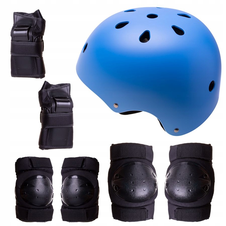 Kask + ochraniacze na rolki, deskorolkę, rower - niebiesko czarny, rozmiar