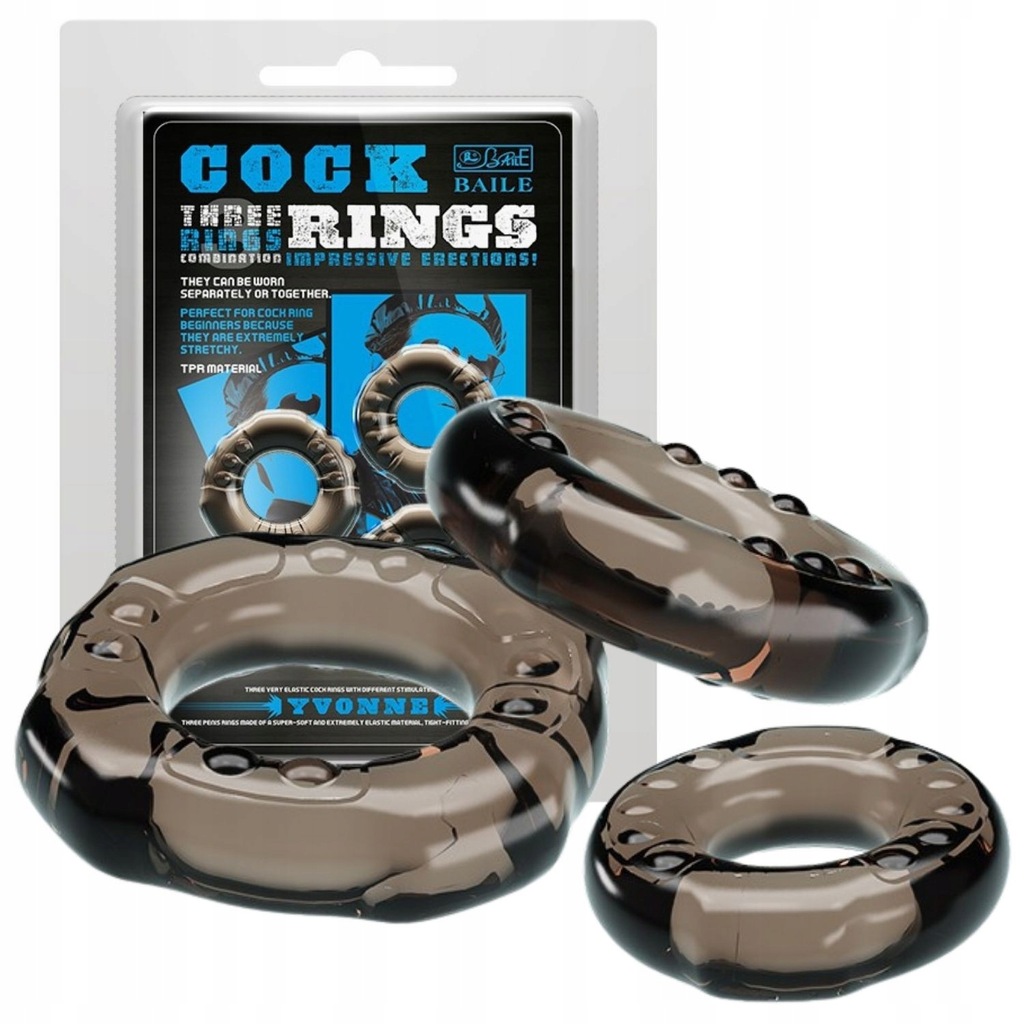 BAILE - COCK THREE RINGS - Zestaw pierścieni uciskowych na penisa - 3 szt.