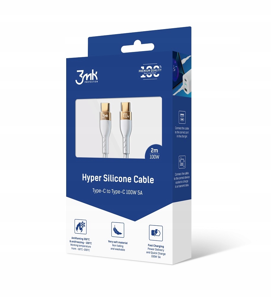 3MK KABEL HYPER TYPE-C/TYPE-C 2M 100W 5A SILICONE