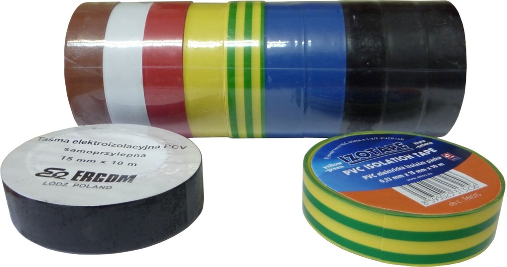 Taśma izolacyjna PCV mała 15x10 zielono/żółta kpl