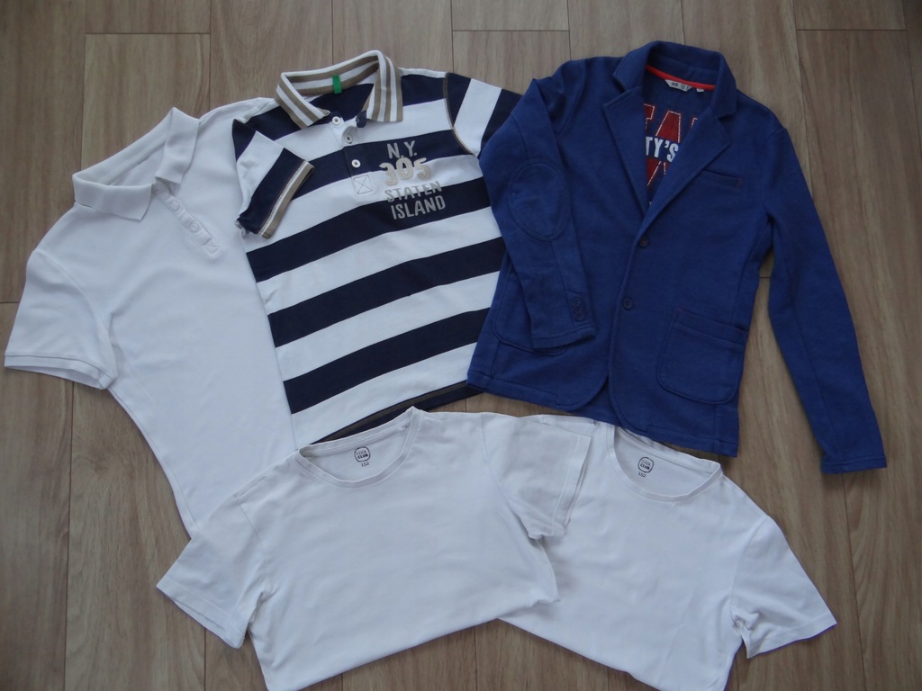 BENETTON, ZESTAW,T-SHIRT, POLO, MARYNARKA 146,152