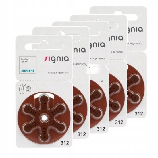 5 x baterie Siemens Signia 312 MF 180mAh 30 sztuk