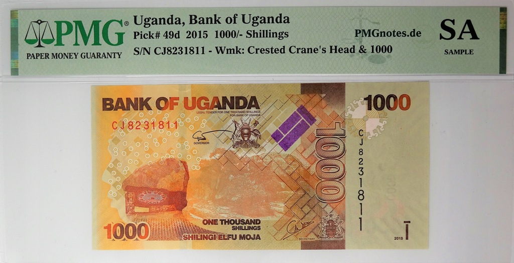 Uganda 1000 Shillings 2015 CJ8231811 PMG SAMPLE