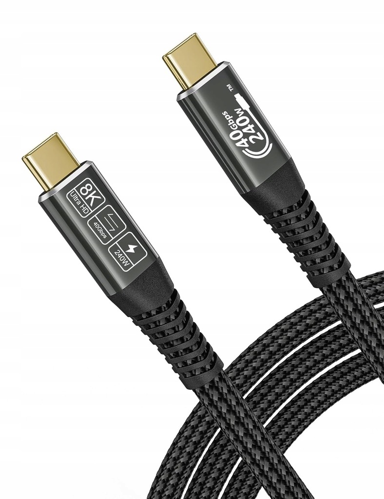 CAKOBLE KABEL USB-C 4 2M 8K HD DISPLAY 40 Gbit/s, 240 W USB-C DO USB-C