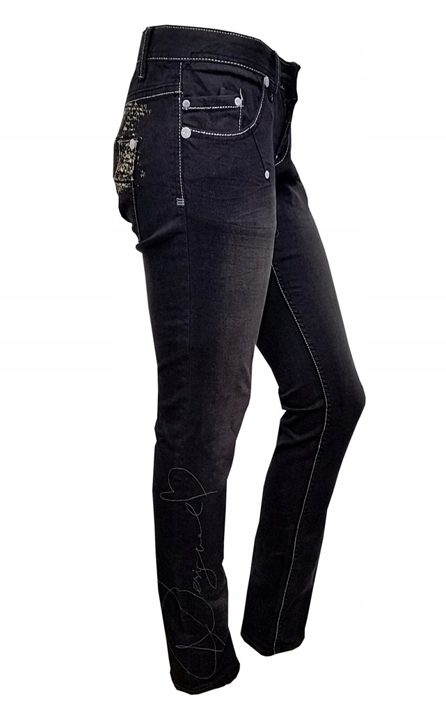 DESIGUAL Spodnie damskie jeansy czarne 36