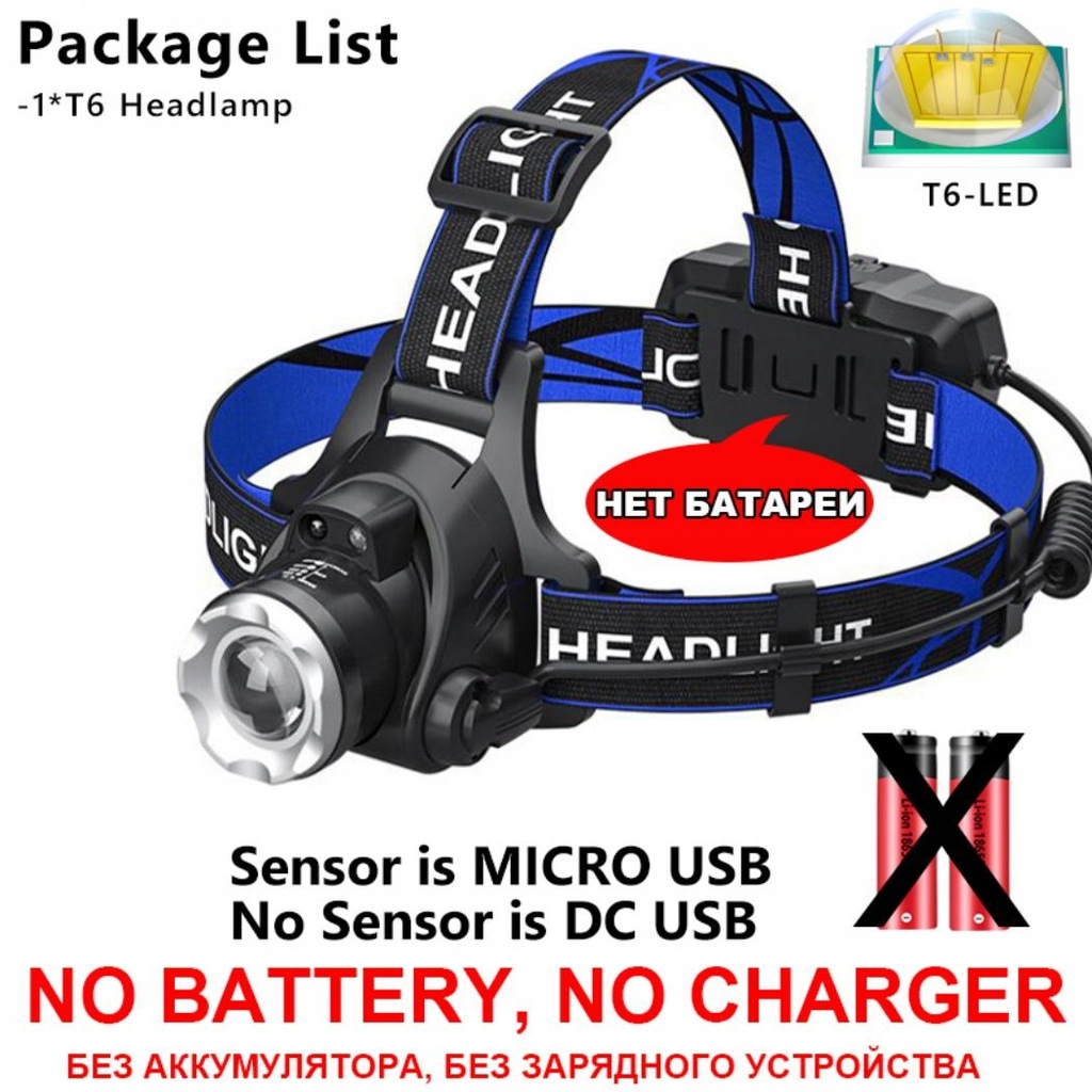T6 Zoom Sensor Upgrade Headlamp Fishing Headl Lamp