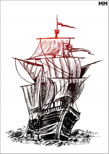 PK16MM Duży Tatuaż zmywalny OKRĘT statek piratów