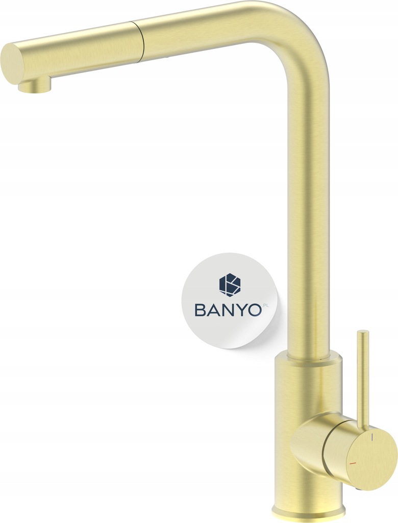 BATERIA KUCHENNA STOJĄCA ZŁOTA Z WYCIĄGANĄ WYLEWKĄ DO ZLEWOZMYWAKA WYSOKA