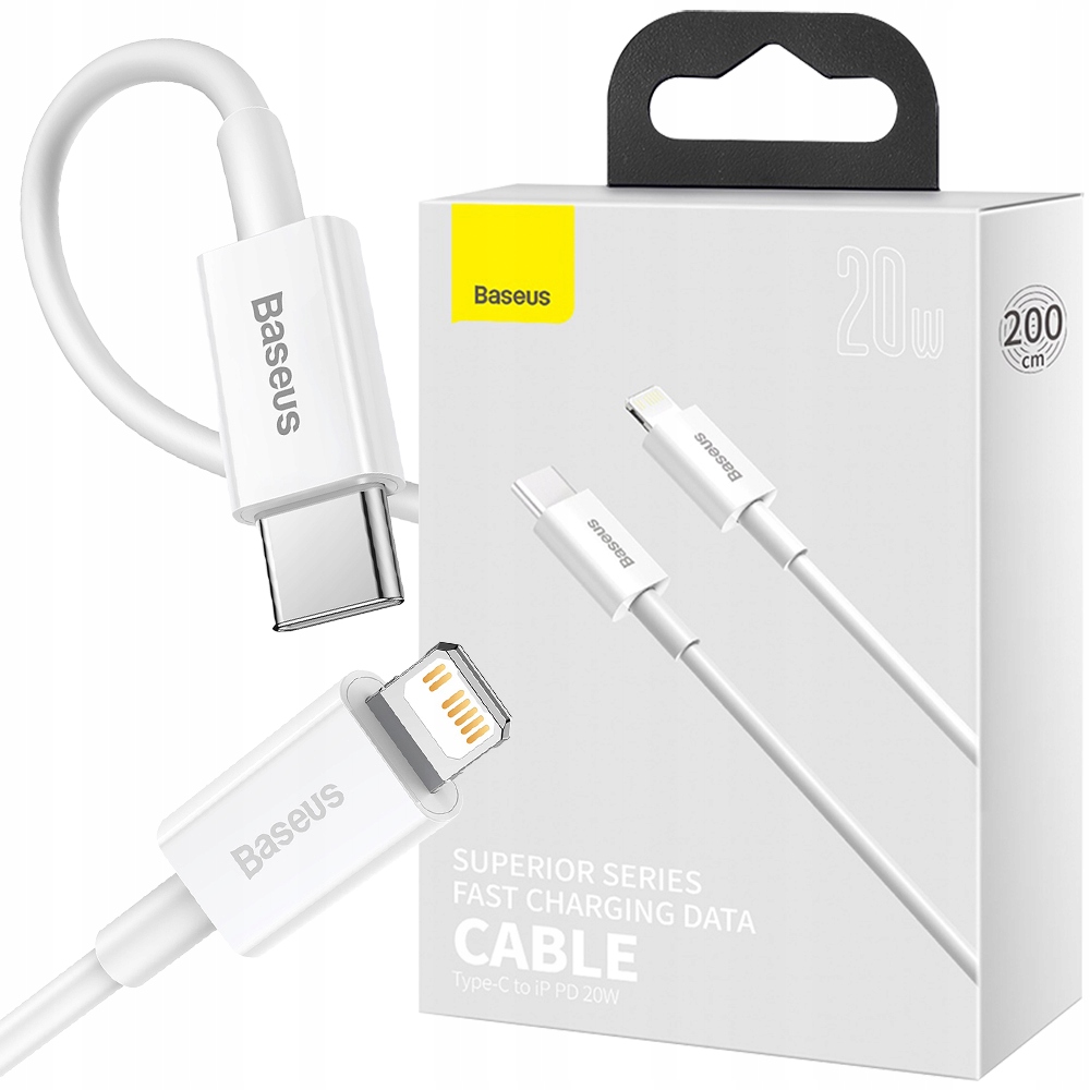 BASEUS KABEL USB-C LIGHTNING do IPHONE PD 20W 2M