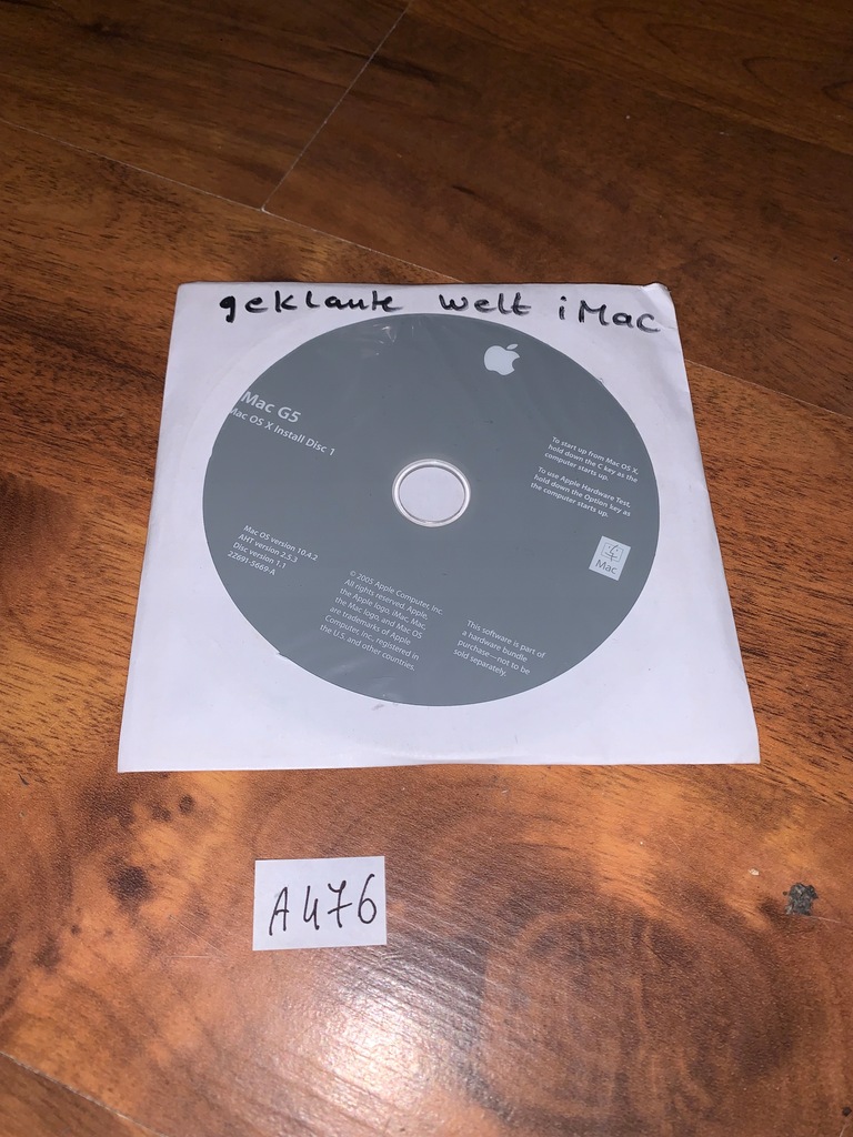 Mac OS X Install Disc Mac G5 - A476