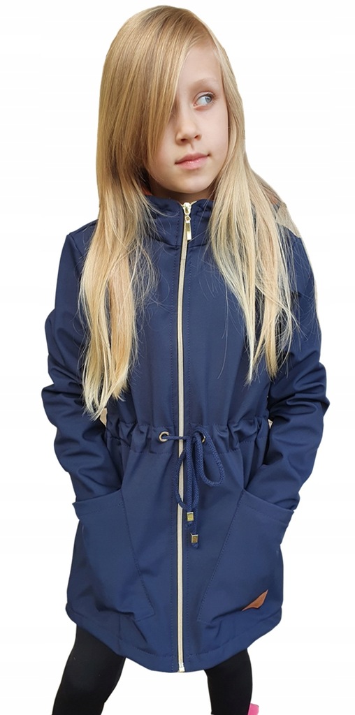 Kurtka softshell dziewczęca GRANATOWA 146 152