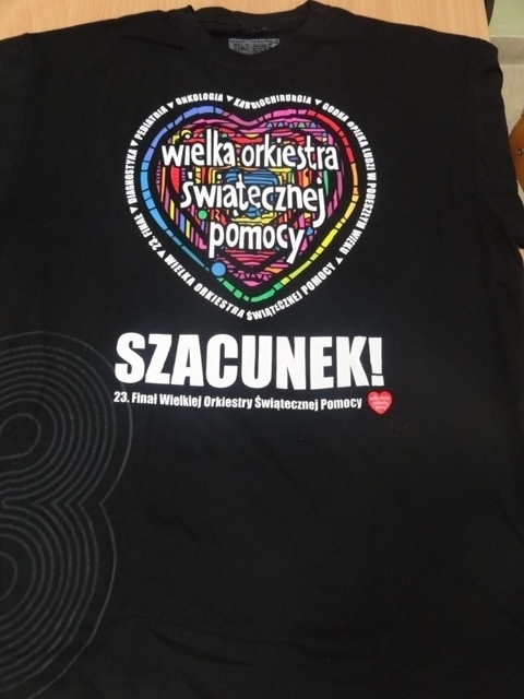 Koszulka z logo 23. Finału WOŚP. Rozmiar: XL