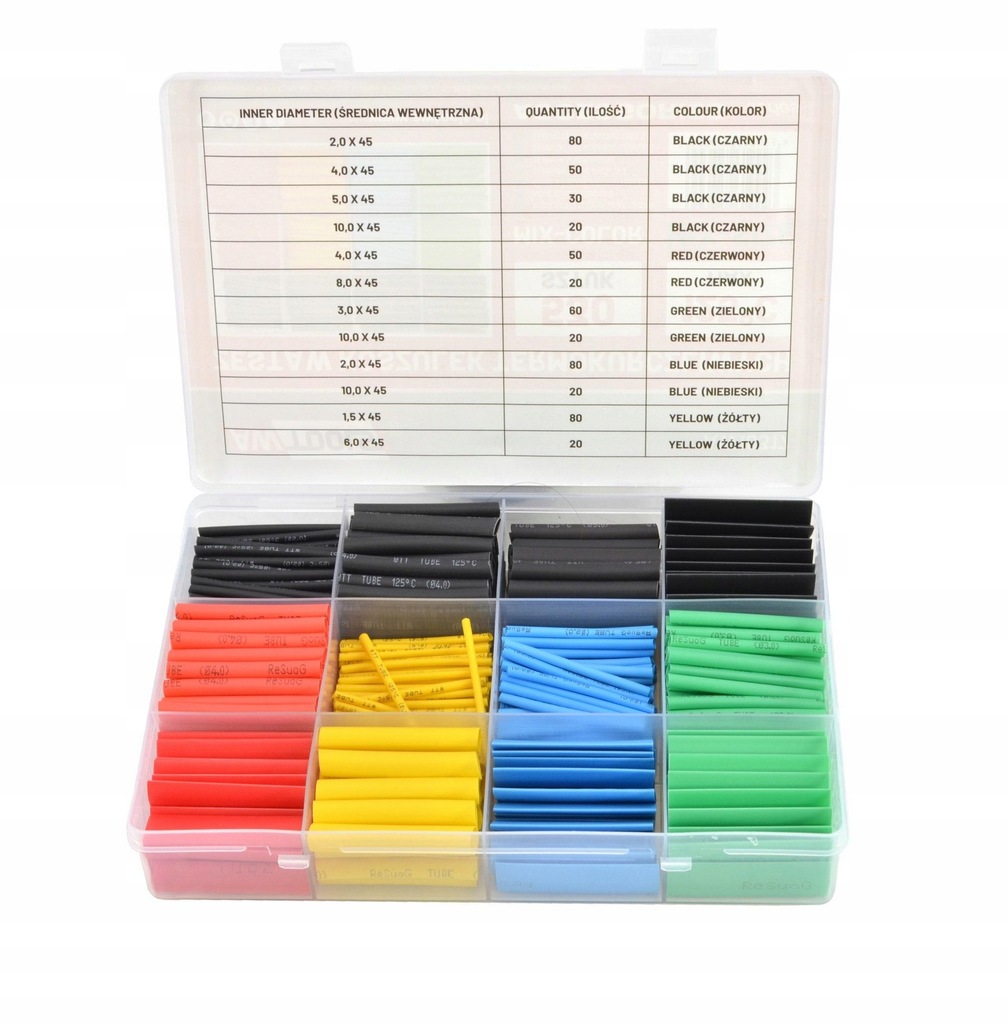 Koszulki termokurczliwe / zest. 530 szt. AWTOOLS