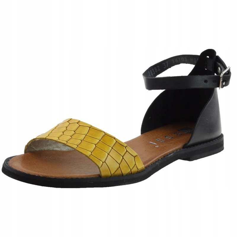 Czarno-żółte sandały damskie Nessi 18382 40
