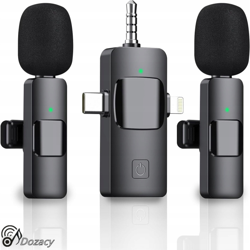 2×3 W 1 BEZPRZEWODOWY MIKROFON KRAWATOWY MINI MIKROFON 2.4G ULTRA-LOW