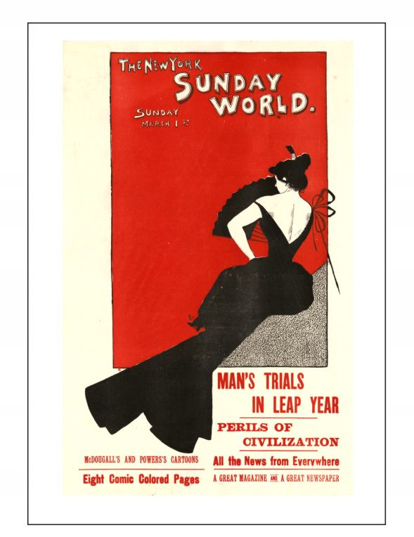 A3 Plakat w stylu vintage The New York Sunday World 1896 retro kobieta