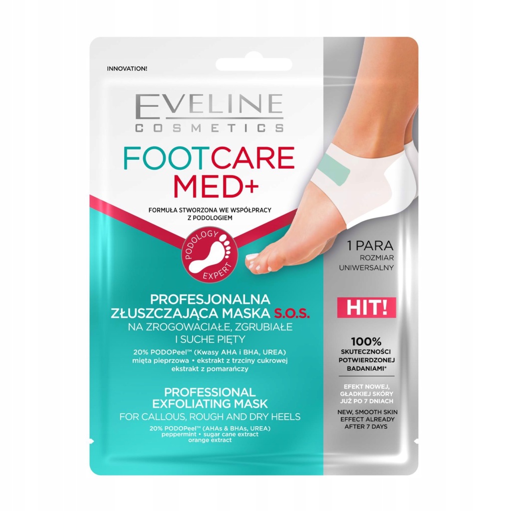 EVELINE FOOTCARE MED+ MASKA ZŁUSZCZAJĄCA PŁACHTOWA NA ZROGOWACIAŁE,ZGRUBIAŁ