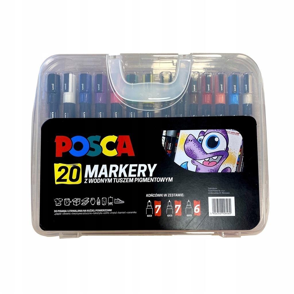 MARKERY W PLASTIKOWEJ WALIZCE 20 KOLORÓW POSCA