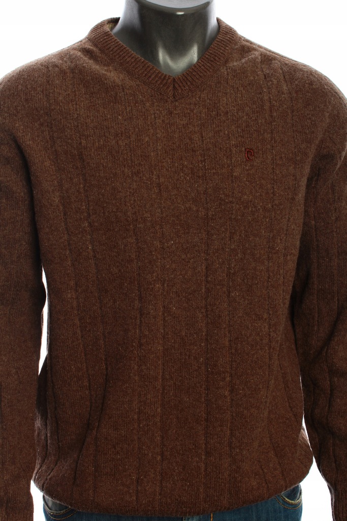 PIERRE CARDIN Sweter w serek wełna wool | L