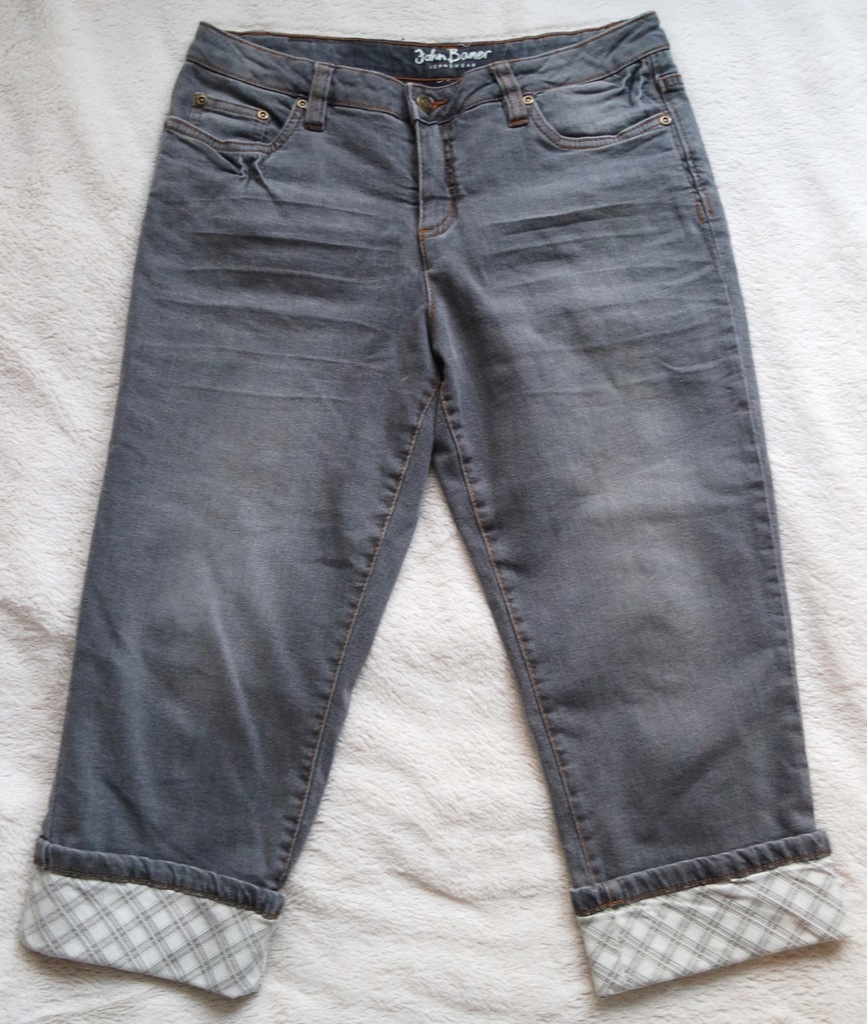 Spodnie jeansy rybaczki szare 38 bonprix