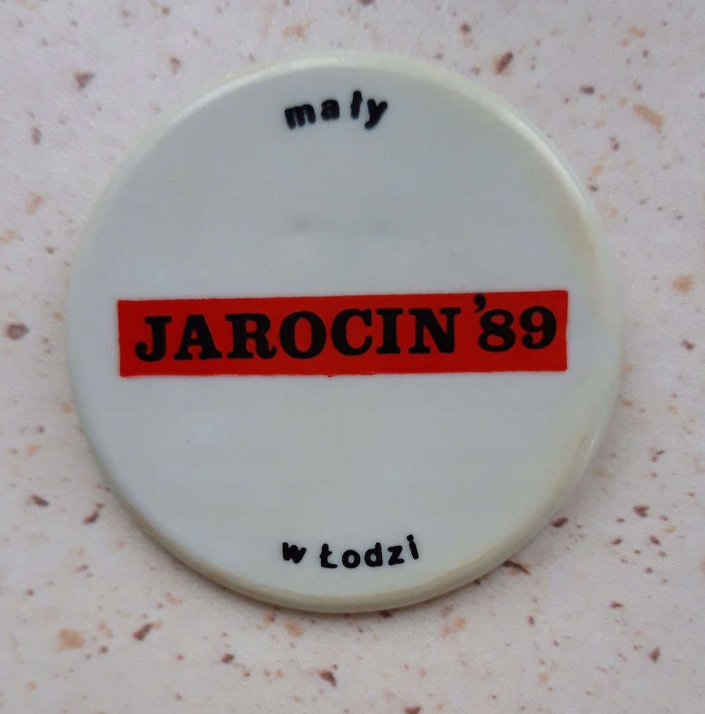 Plastikowa przypinka Mały Jarocin '89 w Łodzi
