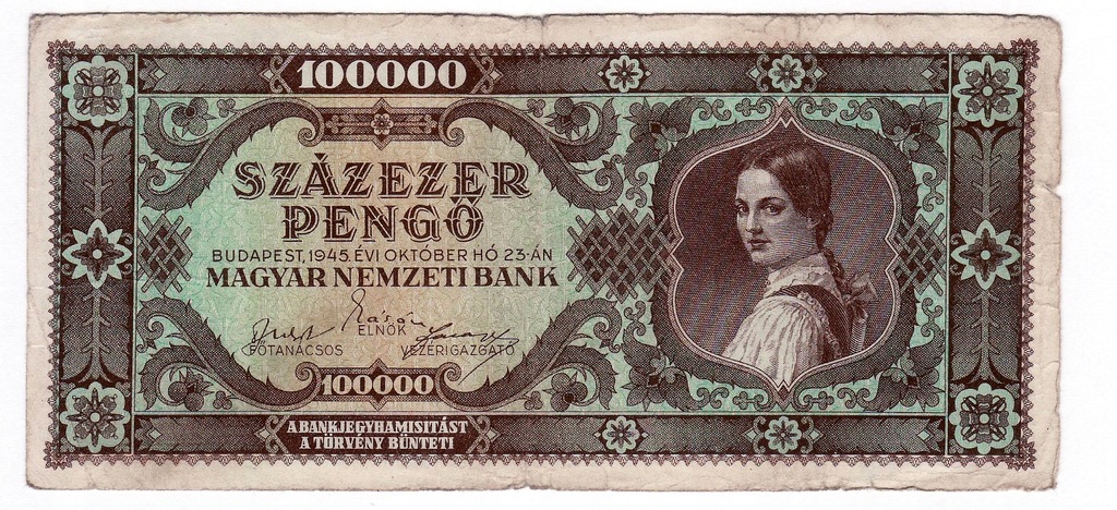 # Węgry 100000 pengo (1945) F- /k11