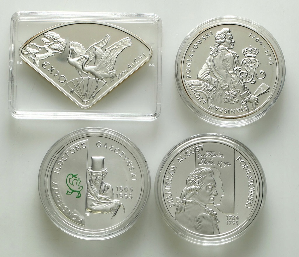 10 złotych 2005 zestaw 4 szt. różne SREBRO