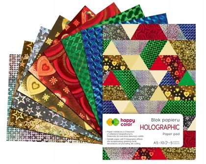 Blok HOLOGRAPHIC A4 10 ark 70g mix Happy Color /Wydawnictwo Mięta