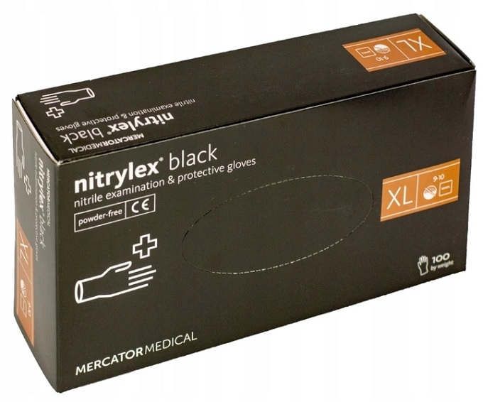 Czarne rękawiczki nitrylowe opakowanie 100 SZT XL