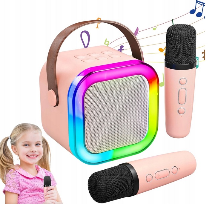 Mini Zestaw Do Karaoke 2szt Mikrofony + GŁOŚNIK BEZPRZEWODOWY DLA DZIECI