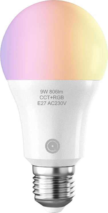 Żarówka LED Inteligentna Żarówka E27 RGB 9W Wi-Fi Regulacja Koloru Jasności