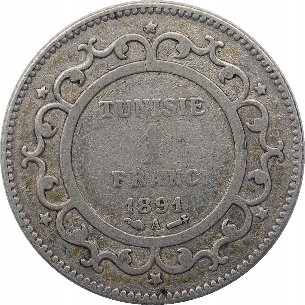 3.TUNEZJA, 1 FRANK 1891 A