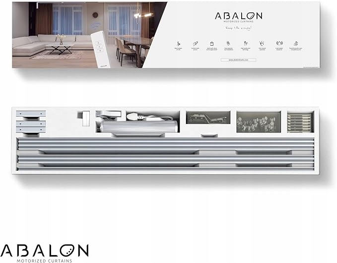 ABALON Biała szyna do zasłon z napędem elektrycznym 1 do 5 m