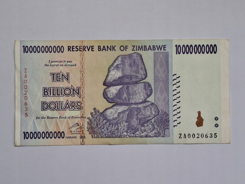 Zimbabwe 10 bilionów dolarów 2008 rok -NrB0720