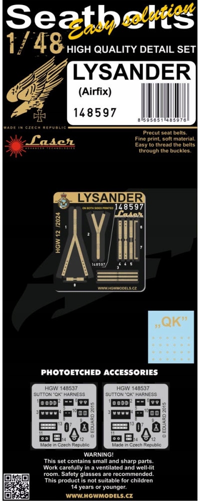 HGW 148597 1/48 Pasy do Lysander (Airfix)