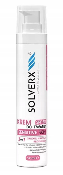 Solverx Sensitive Skin krem do cery wrażliwej i naczynkowej filtr SPF 50