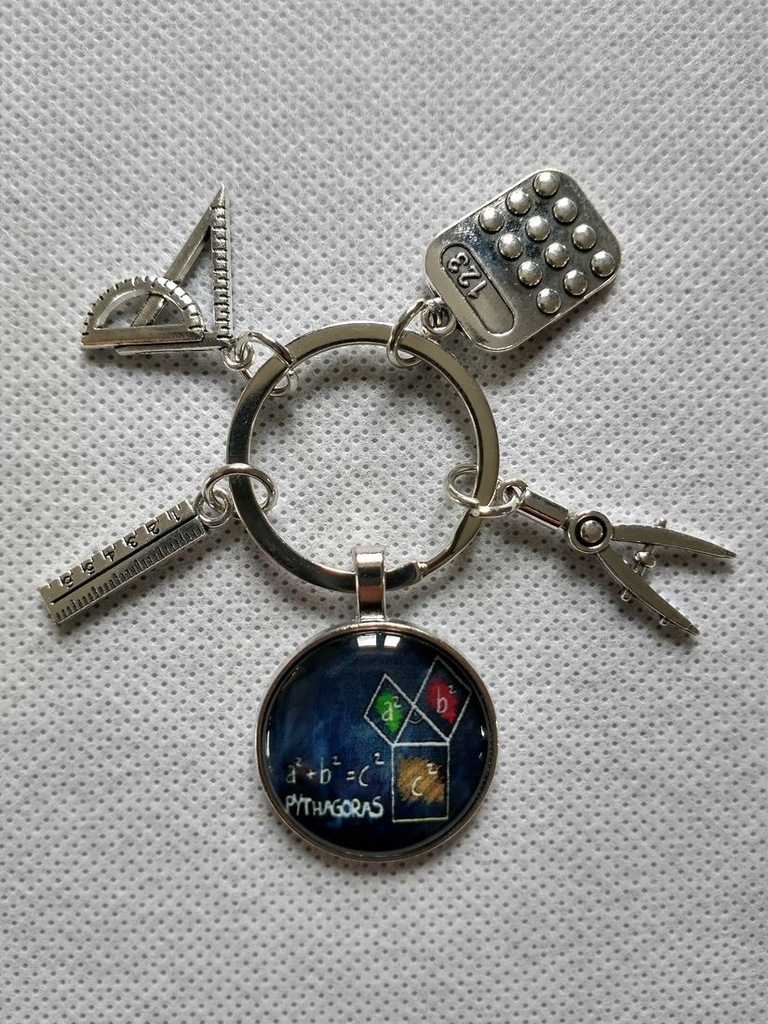 Brelok naukowy Tw. PITAGORASA matematyka breloczek do kluczy nowy