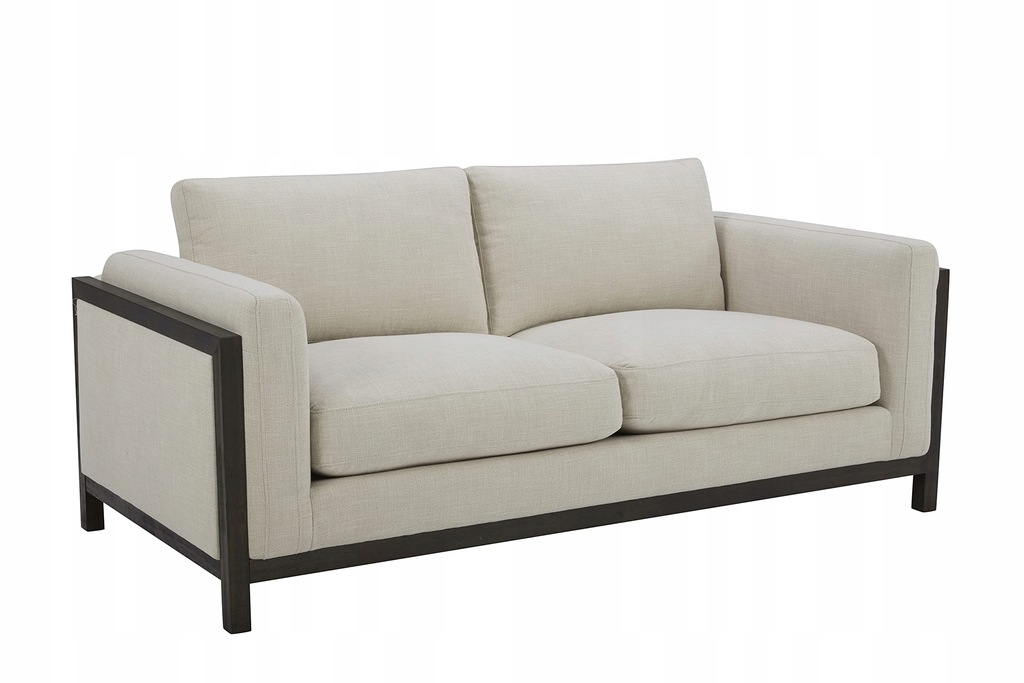 Sofa with Wood Trim, 76"W, Cream 12860730339 oficjalne archiwum Allegro