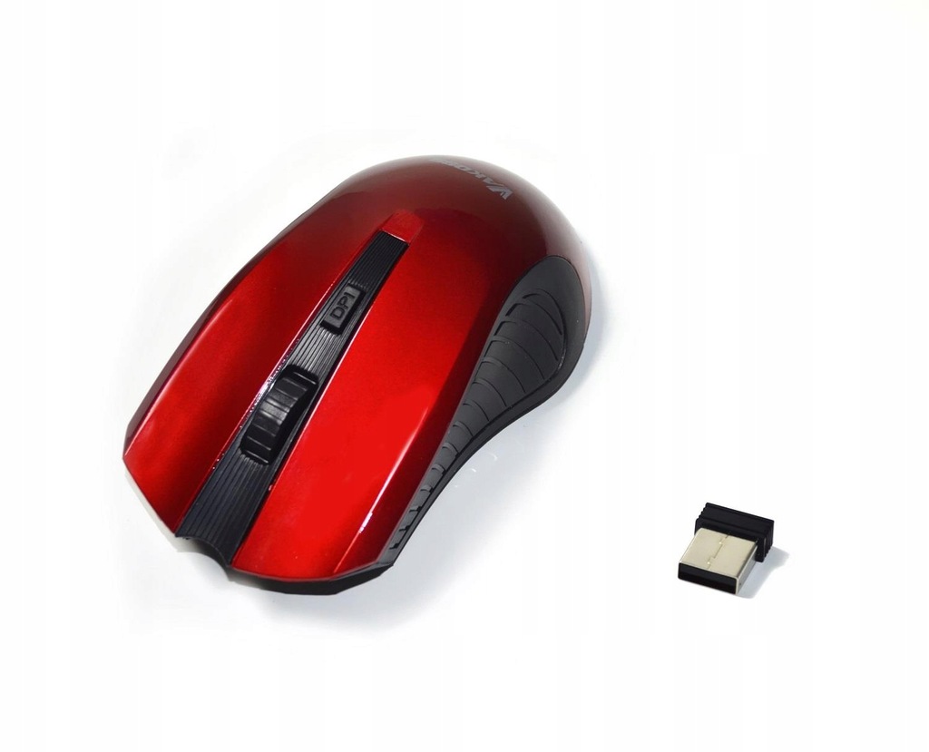 Mysz bezprzewodowa optyczna przyciski 1600dpi czerwono-czarna
