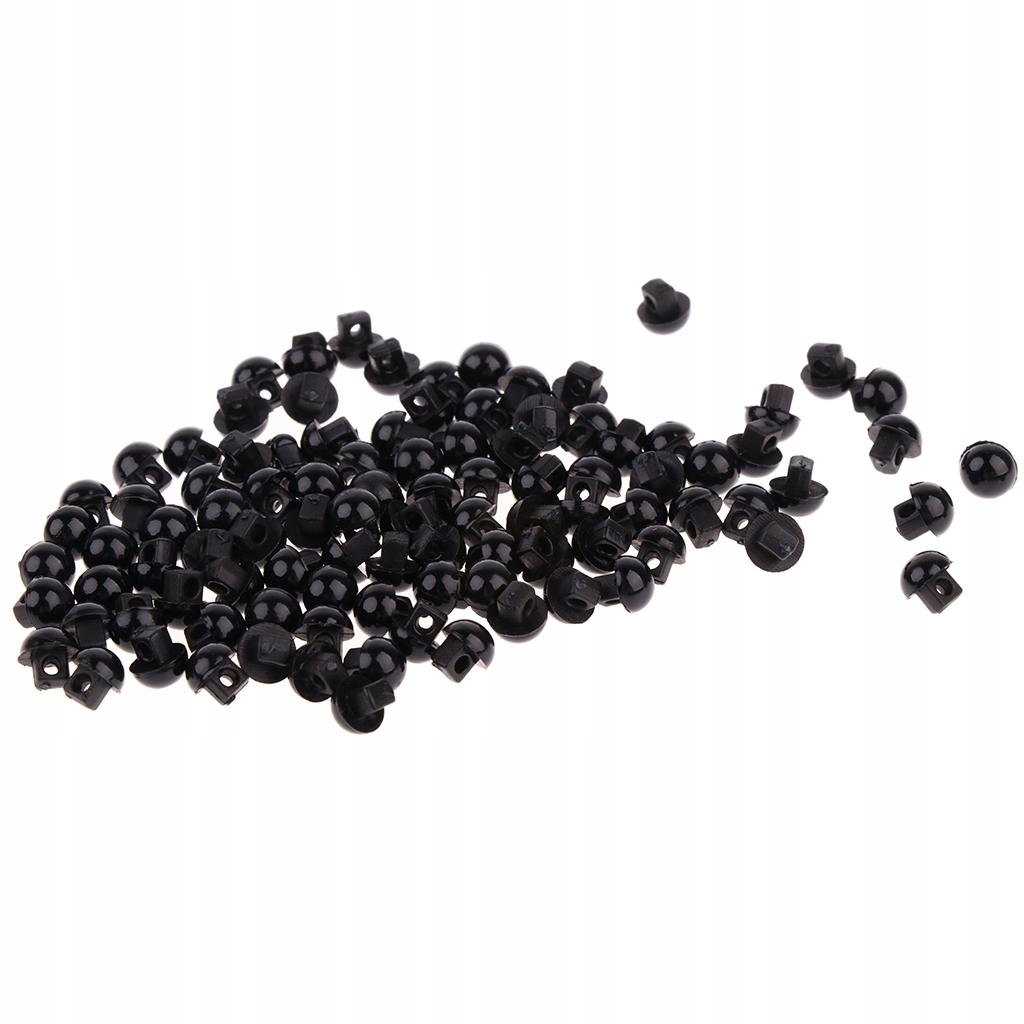 100 Pieces 6mm Black Buttons DIY Eyes for Teddy