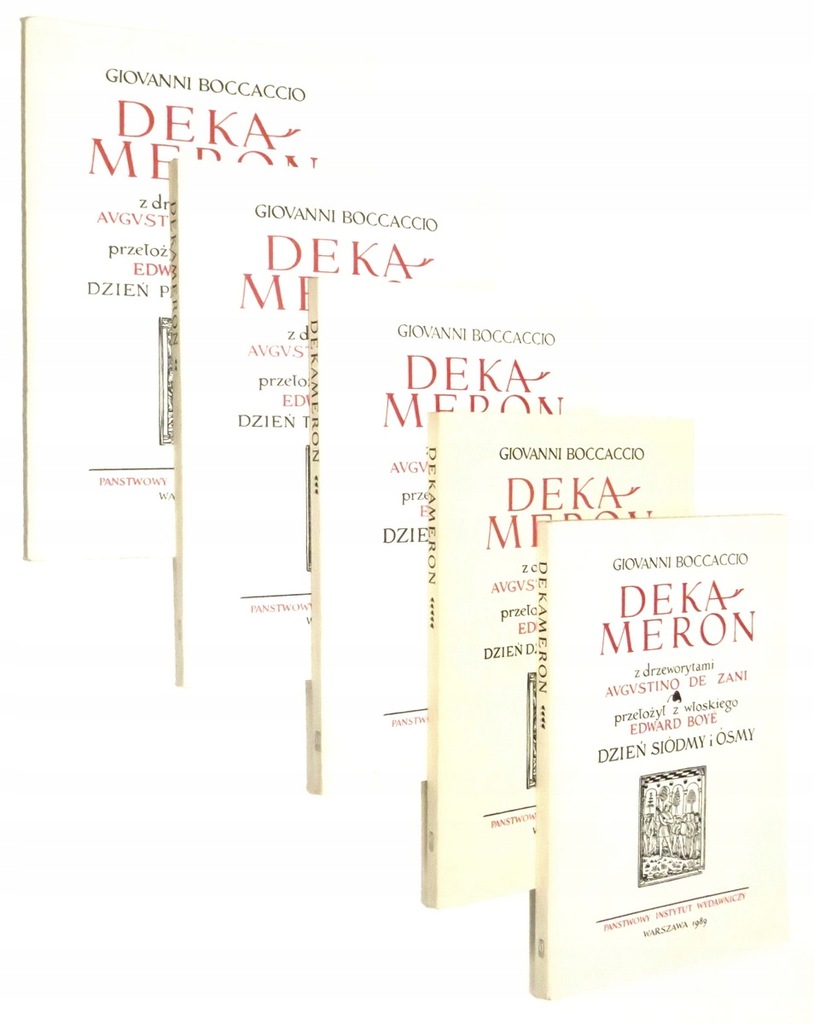 Boccaccio DEKAMERON [1-5] komplet [z drzeworytami Augustino de Zani] [1989]