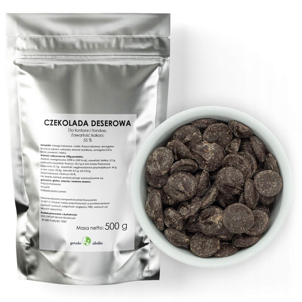 CZEKOLADA DESEROWA kaletki 55% kakao 500g