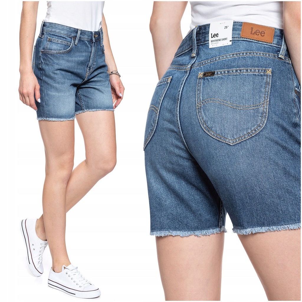 LEE BOYFRIEND SHORT DAMSKIE SPODENKI JEANSOWE W26