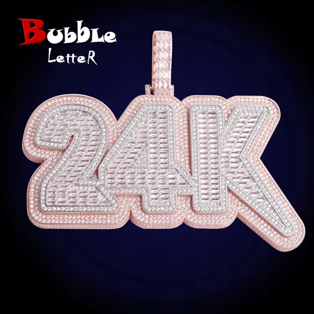 Bubble Letter Customized Name Necklace Iced Out Number Pendant for Men Big