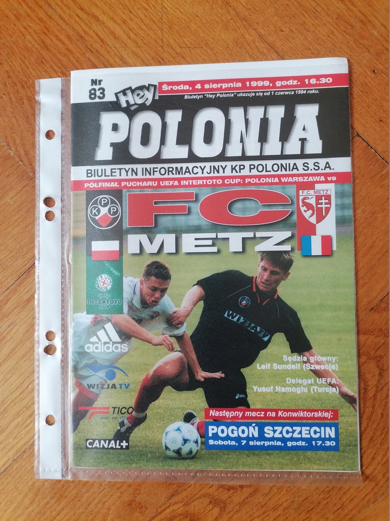 PROGRAM POLONIA WARSZAWA-FC METZ 1999 R
