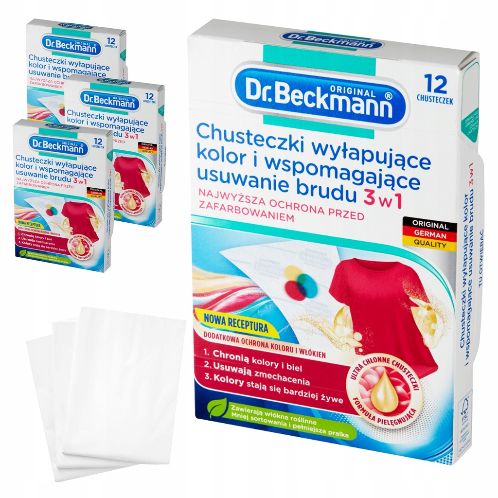 Dr Beckmann Chusteczki Wyłapujące Kolor Brud Zachowują Żywe Kolory 48 sztuk
